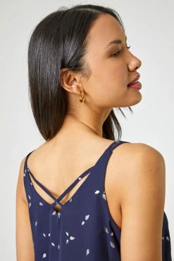 Roman Blue Foil Print Cross Back Cami 8 Roman Blue Foil Print Cross Back Cami -Roman Sales Shop unnamed file 13025