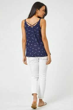 Roman Blue Foil Print Cross Back Cami 10 Roman Blue Foil Print Cross Back Cami -Roman Sales Shop unnamed file 13027