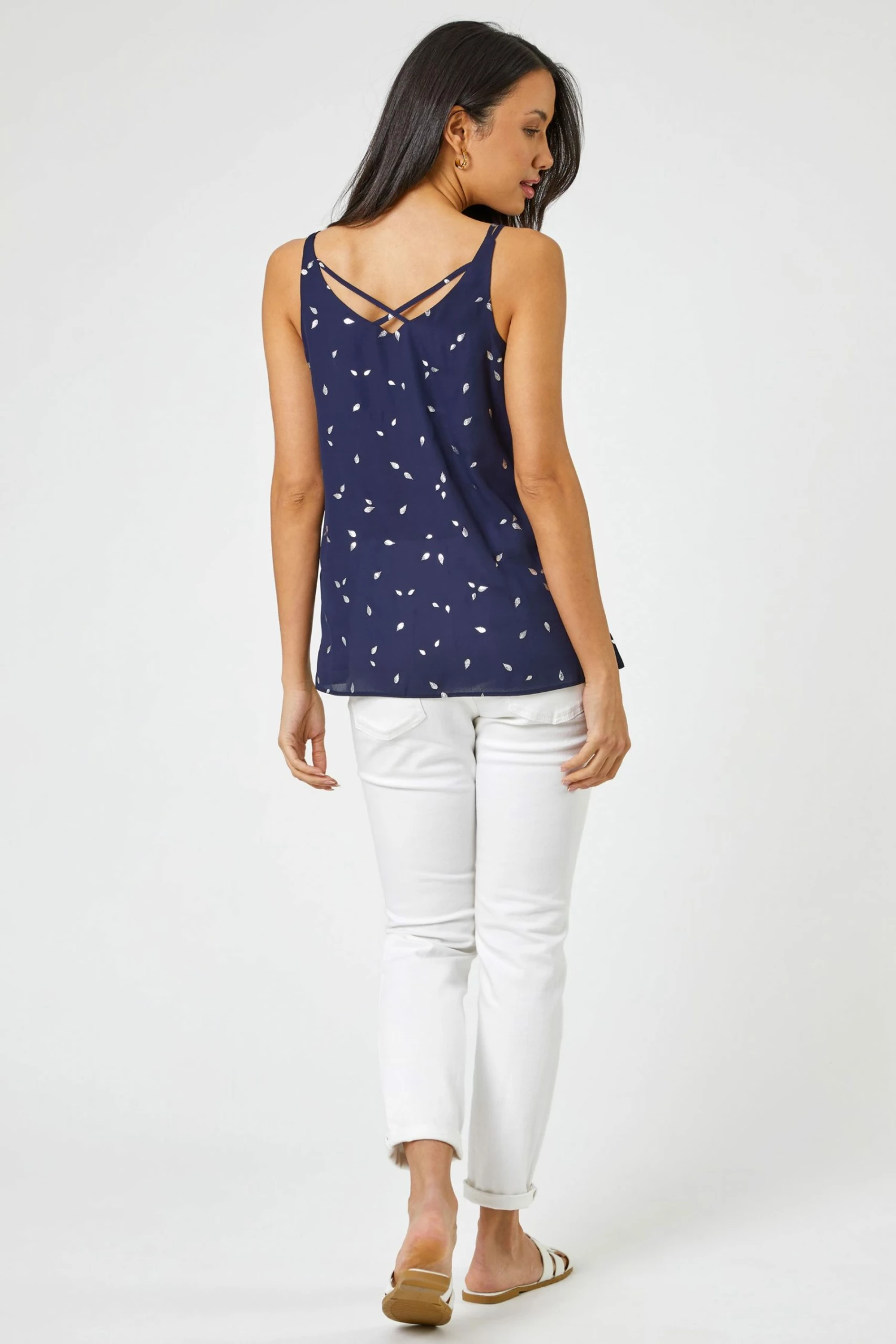 Roman Blue Foil Print Cross Back Cami 6 Roman Blue Foil Print Cross Back Cami - Image 4