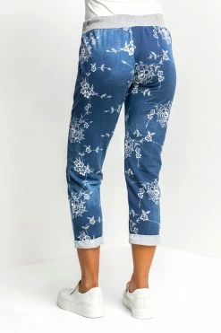 Roman Blue Indigo Floral Print Roll Hem Joggers 10 Roman Blue Indigo Floral Print Roll Hem Joggers -Roman Sales Shop unnamed file 13031