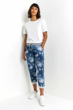 Roman Blue Indigo Floral Print Roll Hem Joggers 11 Roman Blue Indigo Floral Print Roll Hem Joggers -Roman Sales Shop unnamed file 13032