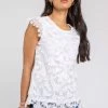 Roman White Broderie Butterfly Overlay Detail Top