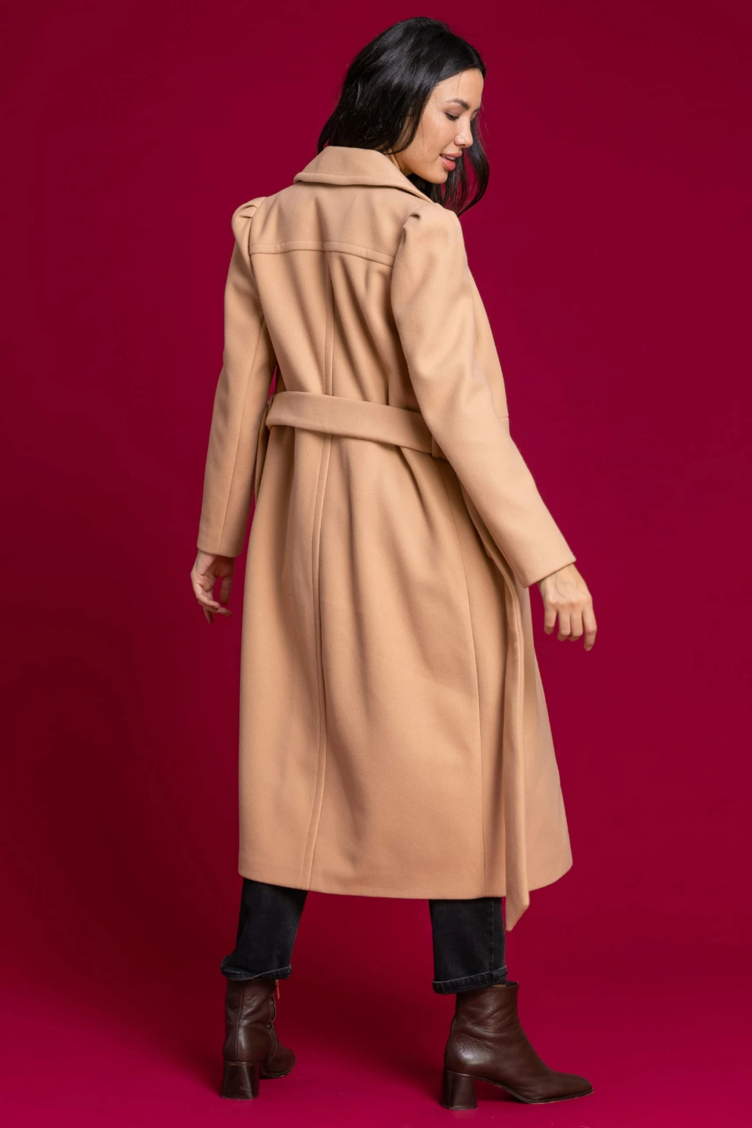 Roman Camel Collared Longline Belted Coat 4 Roman Camel Collared Longline Belted Coat - Image 2