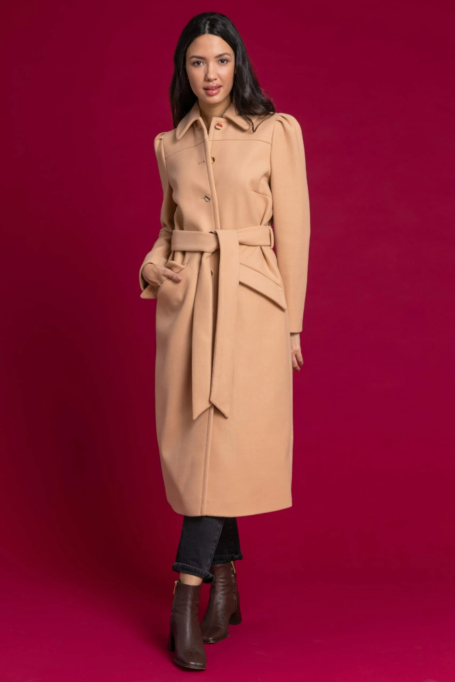 Roman Camel Collared Longline Belted Coat 5 Roman Camel Collared Longline Belted Coat - Image 3