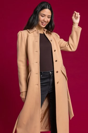 Roman Camel Collared Longline Belted Coat 8 Roman Camel Collared Longline Belted Coat - Image 6