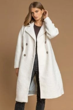 Roman White Longline Boucle Textured Coat 11 Roman White Longline Boucle Textured Coat -Roman Sales Shop unnamed file 13081