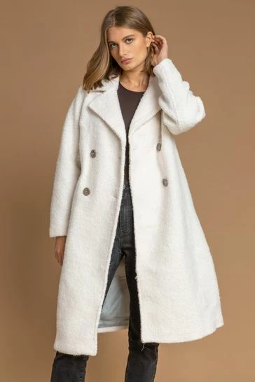 Roman White Longline Boucle Textured Coat 7 Roman White Longline Boucle Textured Coat - Image 5