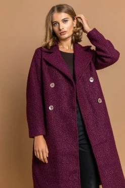 Roman Berry Red Double Breasted Longline Textured Coat 11 Roman Berry Red Double Breasted Longline Textured Coat -Roman Sales Shop unnamed file 13085