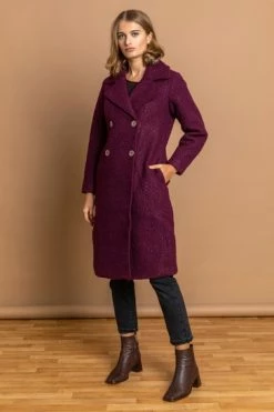 Roman Berry Red Double Breasted Longline Textured Coat 13 Roman Berry Red Double Breasted Longline Textured Coat -Roman Sales Shop unnamed file 13087