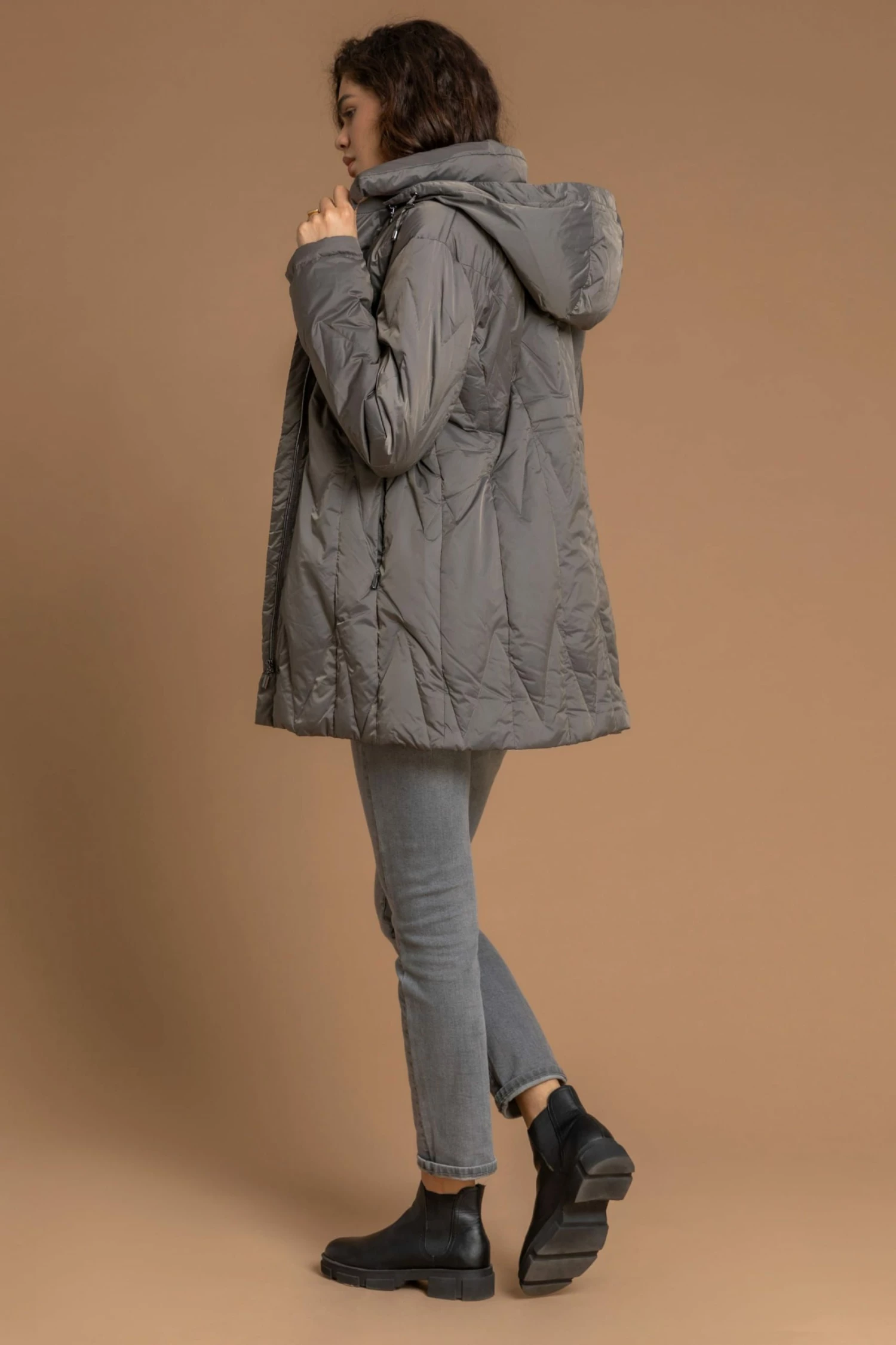 Roman Cream Quilted Parka Coat With Hood 4 Roman Cream Quilted Parka Coat With Hood - Image 2