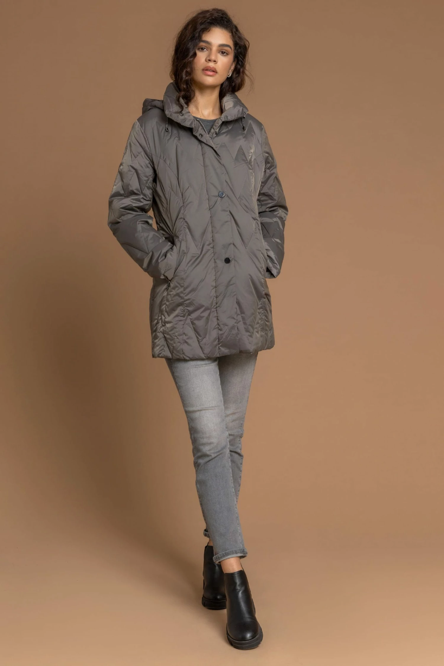 Roman Cream Quilted Parka Coat With Hood 5 Roman Cream Quilted Parka Coat With Hood - Image 3