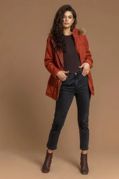 Roman Orange Faux Leather Trim Hooded Parka Coat 9 Roman Orange Faux Leather Trim Hooded Parka Coat -Roman Sales Shop unnamed file 13100