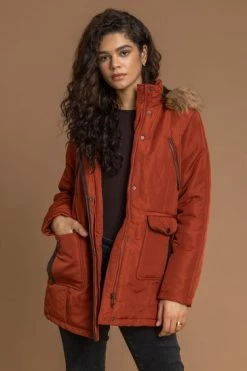 Roman Orange Faux Leather Trim Hooded Parka Coat 11 Roman Orange Faux Leather Trim Hooded Parka Coat -Roman Sales Shop unnamed file 13102