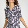 Roman Navy Abstract Print Jersey Top
