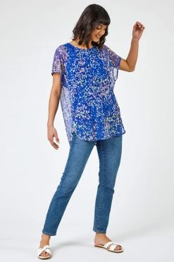 Roman Blue Spot Print Mesh Overlay Top 10 Roman Blue Spot Print Mesh Overlay Top -Roman Sales Shop unnamed file 13135
