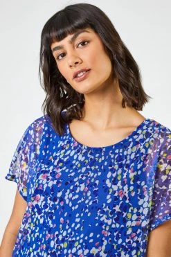 Roman Blue Spot Print Mesh Overlay Top 11 Roman Blue Spot Print Mesh Overlay Top -Roman Sales Shop unnamed file 13136