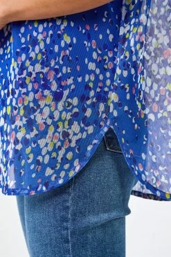 Roman Blue Spot Print Mesh Overlay Top 12 Roman Blue Spot Print Mesh Overlay Top -Roman Sales Shop unnamed file 13137