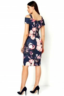Roman Navy Floral Cold Shoulder Scuba Dress 8 Roman Navy Floral Cold Shoulder Scuba Dress -Roman Sales Shop unnamed file 1314