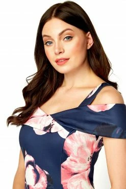 Roman Navy Floral Cold Shoulder Scuba Dress 9 Roman Navy Floral Cold Shoulder Scuba Dress -Roman Sales Shop unnamed file 1315