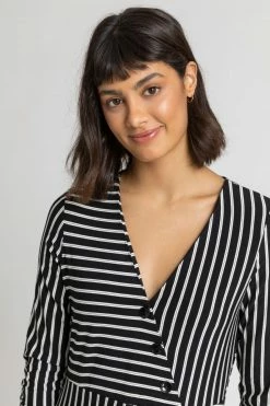 Roman Black Stripe Print Button Detail Midi Dress 10 Roman Black Stripe Print Button Detail Midi Dress -Roman Sales Shop unnamed file 13158