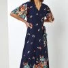 Roman Navy Floral Border Print Wrap Dress 1 Roman Navy Floral Border Print Wrap Dress -Roman Sales Shop unnamed file 13160