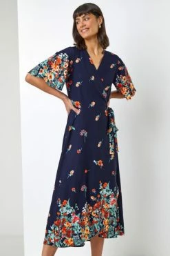 Roman Navy Floral Border Print Wrap Dress 11 Roman Navy Floral Border Print Wrap Dress -Roman Sales Shop unnamed file 13164