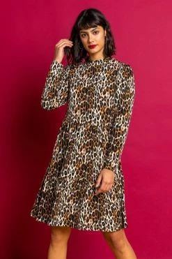 Roman Brown Animal Print Skater Dress 11 Roman Brown Animal Print Skater Dress -Roman Sales Shop unnamed file 13184