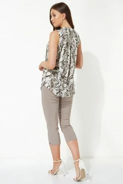 Roman Neutral Notch Neck Snake Print Top -Roman Sales Shop unnamed file 13192