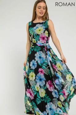 Roman Black Petite Floral Pleated Maxi Dress 9 Roman Black Petite Floral Pleated Maxi Dress -Roman Sales Shop unnamed file 1320