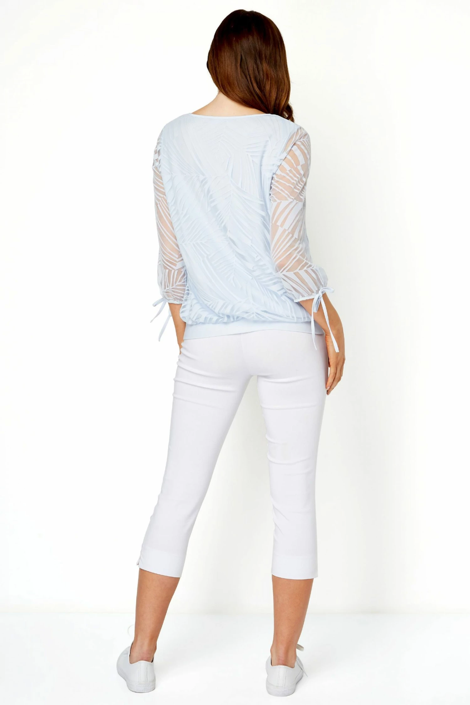 Roman Blue Burnout Tie Sleeve Overlay Top 5 Roman Blue Burnout Tie Sleeve Overlay Top - Image 3