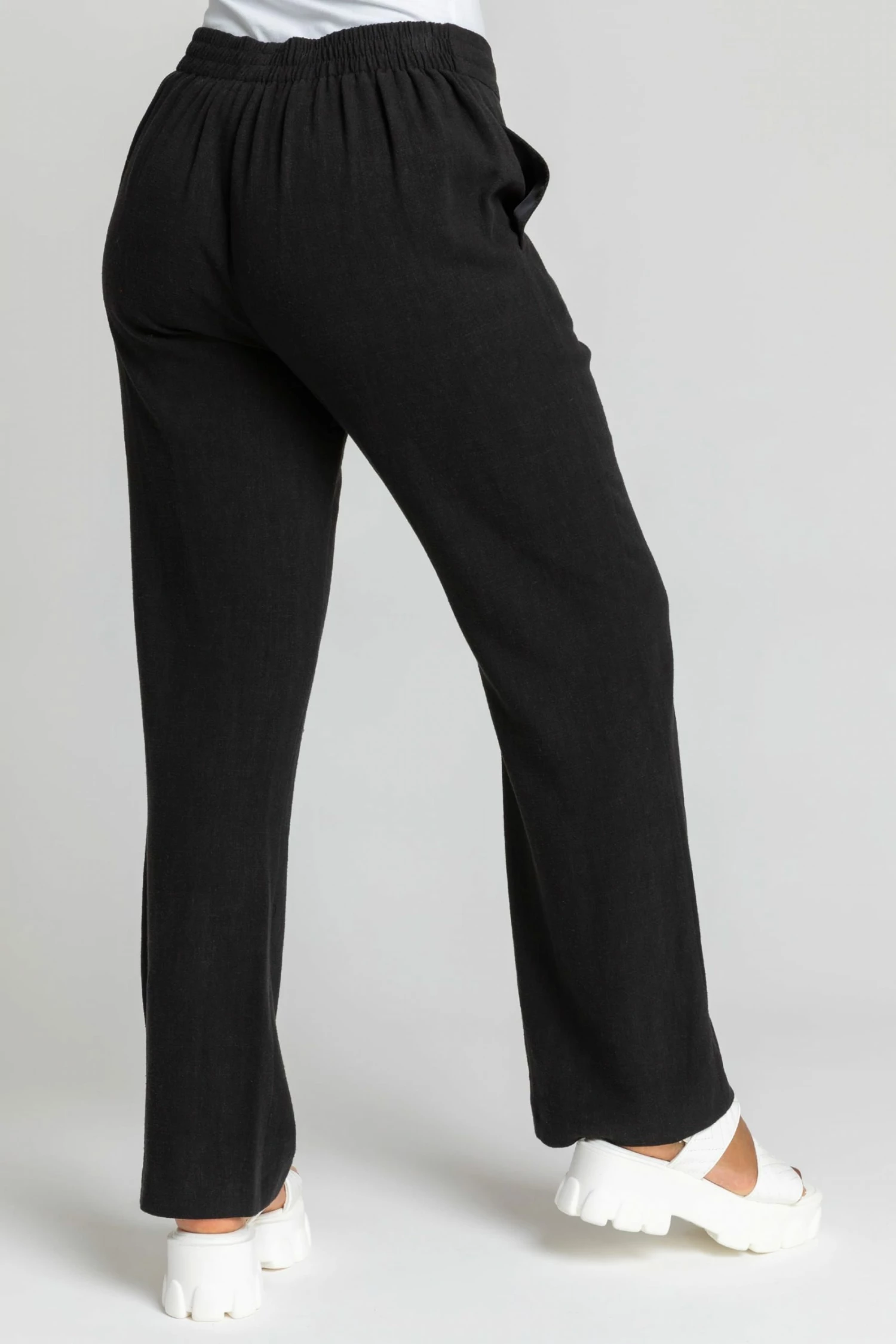Roman Black Petite Woven Tie Front Joggers 4 Roman Black Petite Woven Tie Front Joggers - Image 2
