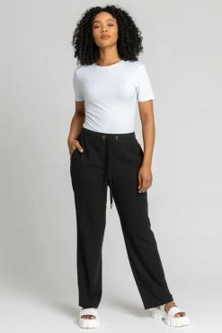 Roman Black Petite Woven Tie Front Joggers 9 Roman Black Petite Woven Tie Front Joggers -Roman Sales Shop unnamed file 13218