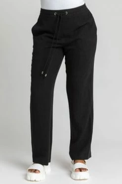 Roman Black Petite Woven Tie Front Joggers 11 Roman Black Petite Woven Tie Front Joggers -Roman Sales Shop unnamed file 13220