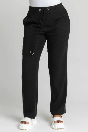 Roman Black Petite Woven Tie Front Joggers 7 Roman Black Petite Woven Tie Front Joggers - Image 5