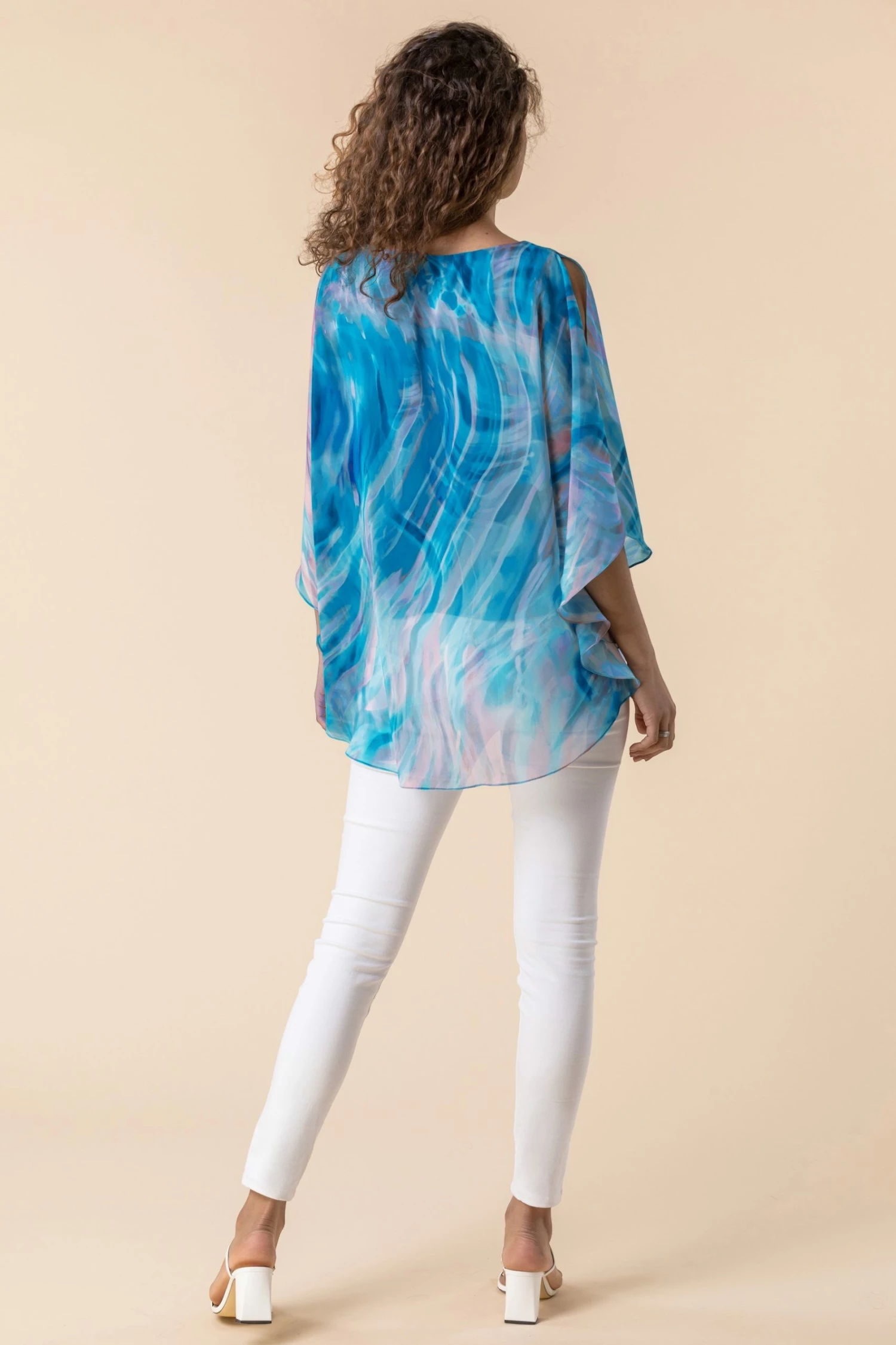 Roman Blue Abstract Print Chiffon Top 4 Roman Blue Abstract Print Chiffon Top - Image 2