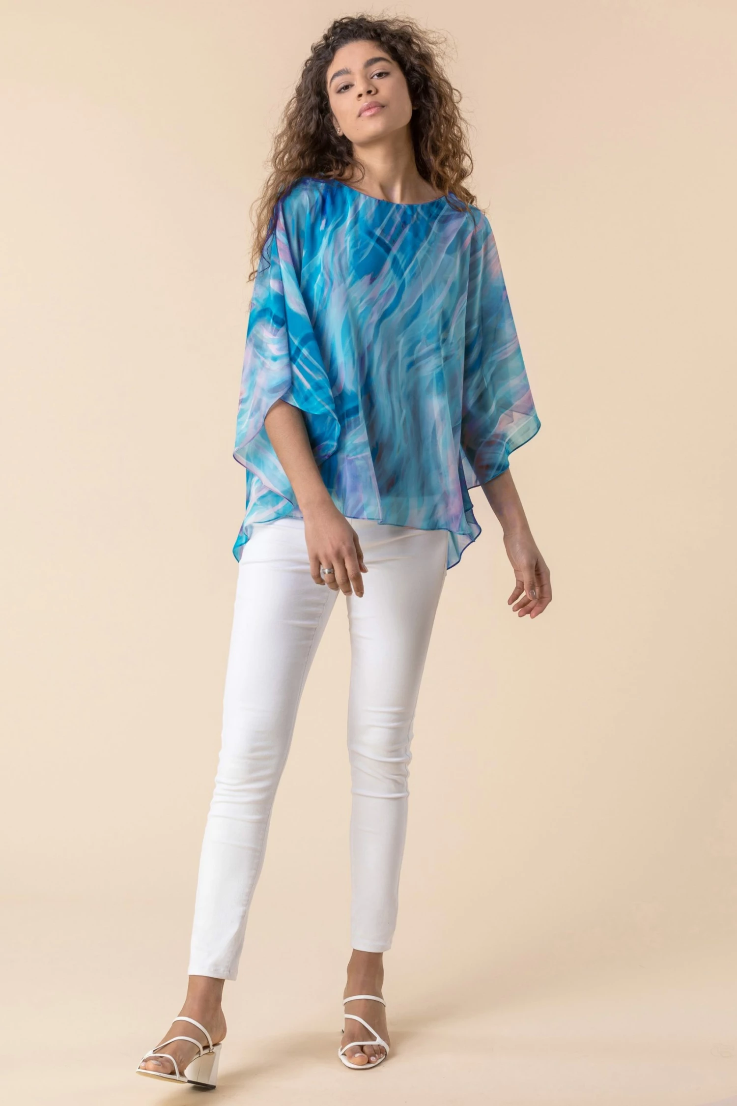 Roman Blue Abstract Print Chiffon Top 5 Roman Blue Abstract Print Chiffon Top - Image 3