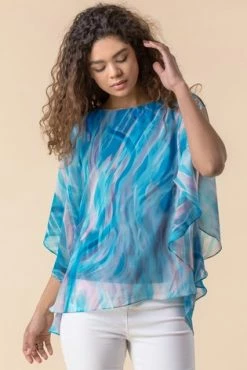Roman Blue Abstract Print Chiffon Top 11 Roman Blue Abstract Print Chiffon Top -Roman Sales Shop unnamed file 13231