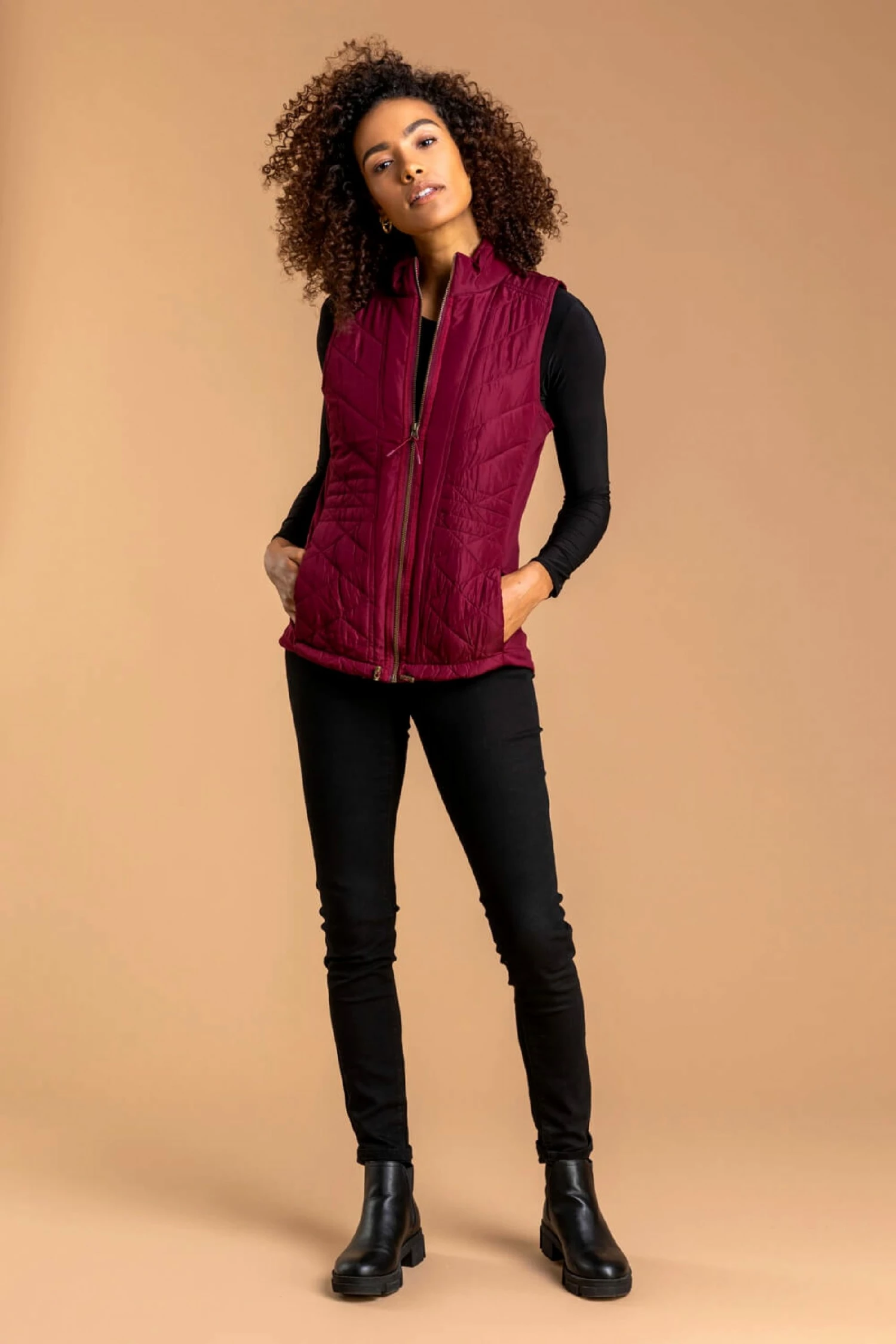 Roman Red Quilted High Neck Gilet 5 Roman Red Quilted High Neck Gilet - Image 3
