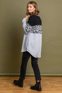 Roman Grey Curve Animal Print Colourblock Top 8 Roman Grey Curve Animal Print Colourblock Top -Roman Sales Shop unnamed file 13254