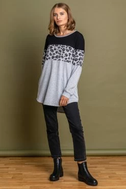Roman Grey Curve Animal Print Colourblock Top 9 Roman Grey Curve Animal Print Colourblock Top -Roman Sales Shop unnamed file 13255