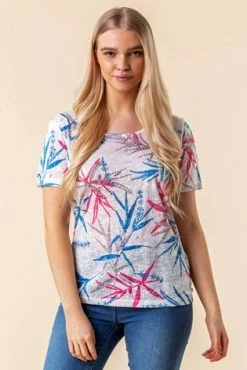 Roman Cream Leaf Print Diamante Embellished T-Shirt 11 Roman Cream Leaf Print Diamante Embellished T-Shirt -Roman Sales Shop unnamed file 13265