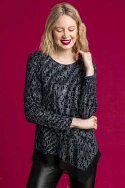 Roman Grey Glitter Asymmetric Chiffon Hem Top 11 Roman Grey Glitter Asymmetric Chiffon Hem Top -Roman Sales Shop unnamed file 13270