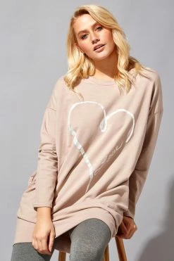 Roman Pink Foil Heart Pocket Sweater Top