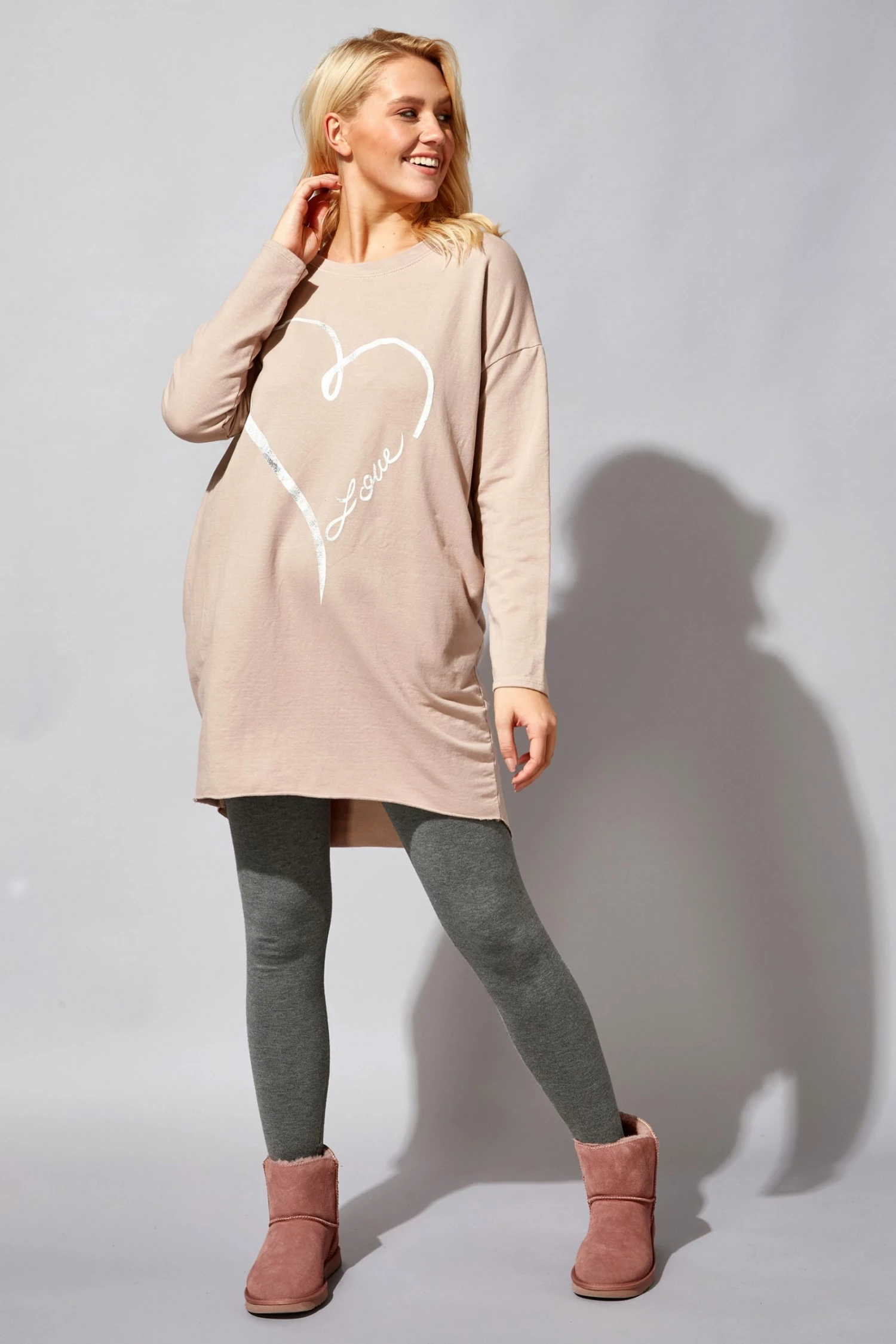 Roman Pink Foil Heart Pocket Sweater Top 4 Roman Pink Foil Heart Pocket Sweater Top - Image 2