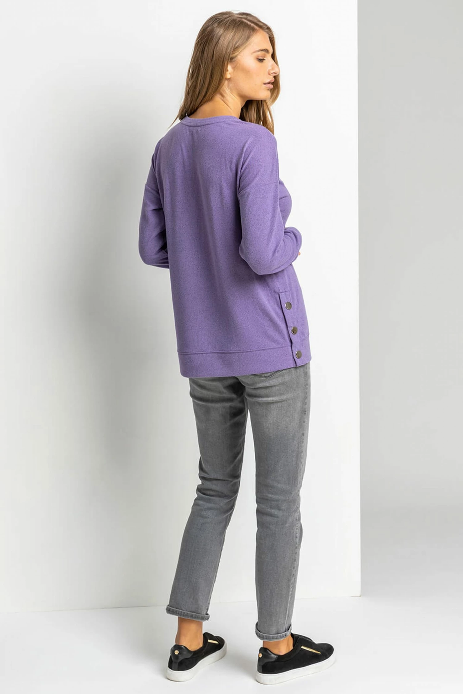 Roman Purple Button Side Detail Jersey Top 4 Roman Purple Button Side Detail Jersey Top - Image 2