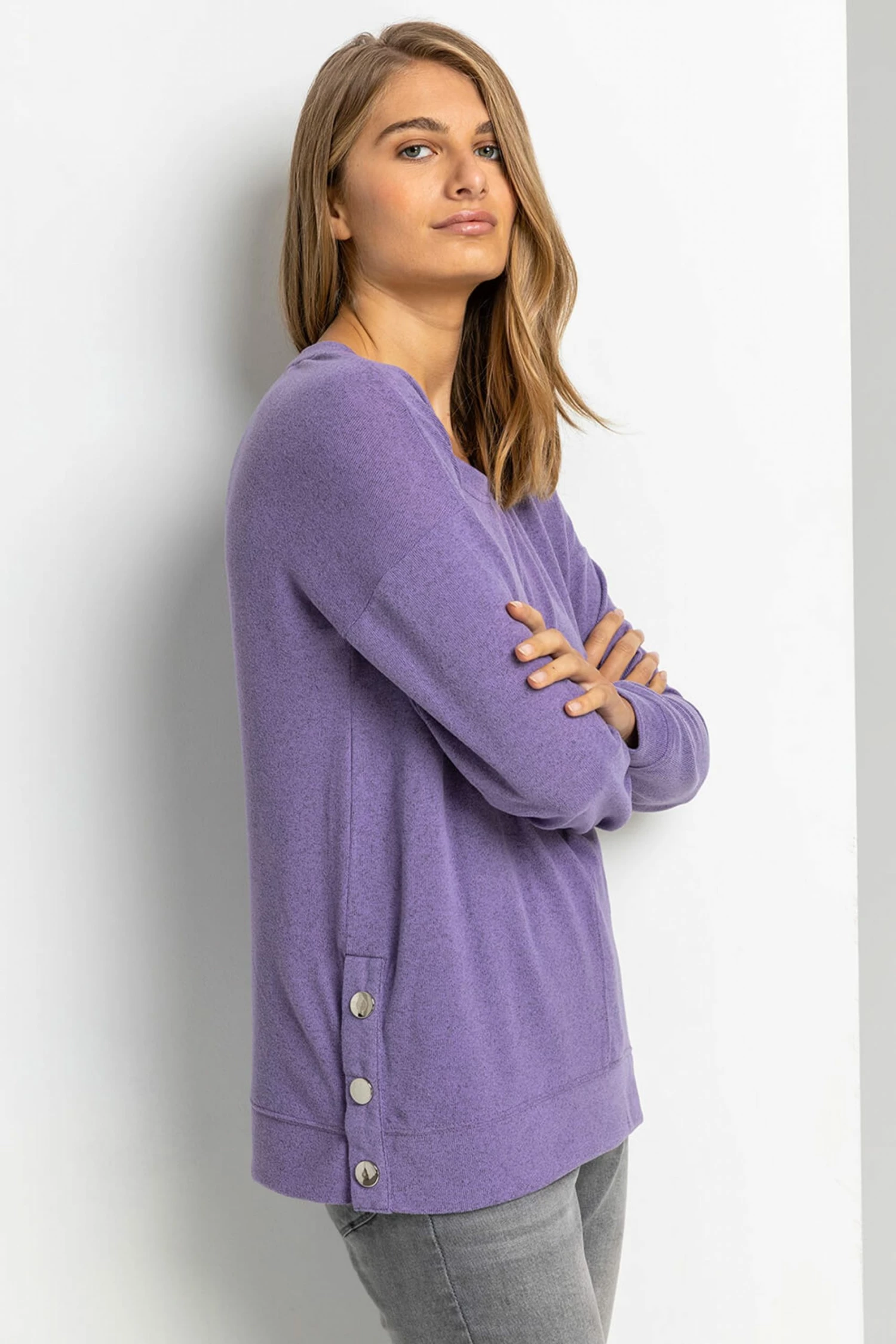 Roman Purple Button Side Detail Jersey Top 5 Roman Purple Button Side Detail Jersey Top - Image 3
