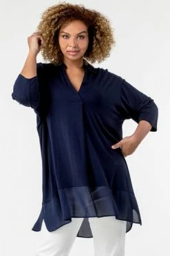 Roman Blue Curve Chiffon Hem Top 13 Roman Blue Curve Chiffon Hem Top -Roman Sales Shop unnamed file 13313