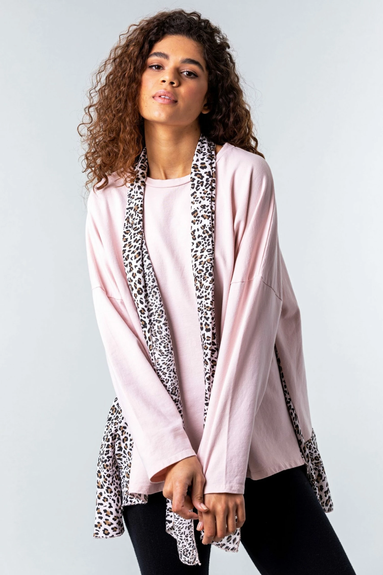 Roman Pink One Size Animal Print Lounge Top And Scarf 3 Roman Pink One Size Animal Print Lounge Top And Scarf
