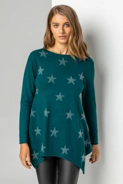 Roman Green Star Print Knitted Tunic With Tassel Scarf 12 Roman Green Star Print Knitted Tunic With Tassel Scarf -Roman Sales Shop unnamed file 13334