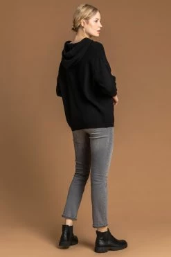 Roman Black Ribbed Knit Drawcord Hoodie -Roman Sales Shop unnamed file 13339